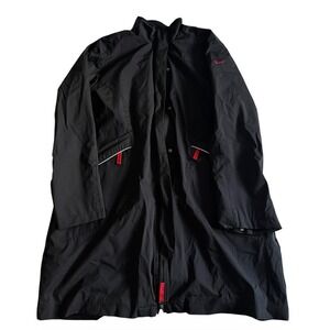 Nike Youth Large 12-14 Clima-Fit Long Jacket Black Red Y2K Retro Full Zip Snap